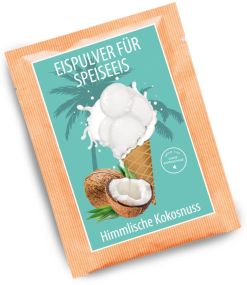 Eispulver Himmlische Kokosnuss im Portionsbeutel 30g als Werbeartikel