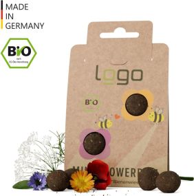 Bio Mini-Seedbomb Bienenwiese - inkl. Digitaldruck als Werbeartikel