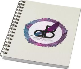 Desk-Mate® farbiges Notizbuch mit Spiralbindung - A5 oder A7 als Werbeartikel