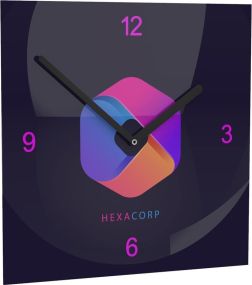 Horae Wall Clock Premium Square 240 x 240 mm, Black Clock Hands als Werbeartikel