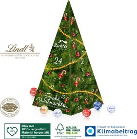 Adventskalender Lindt Weihnachtspyramide, Klimaneutral, FSC® als Werbeartikel