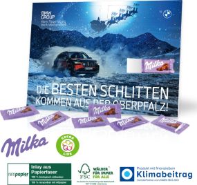 Tisch-Adventskalender Organic mit Milka Schokolade als Werbeartikel