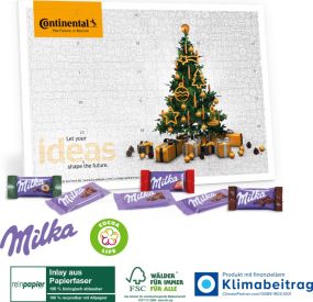 Tisch-Adventskalender Organic mit Milka Schokolade Mix als Werbeartikel