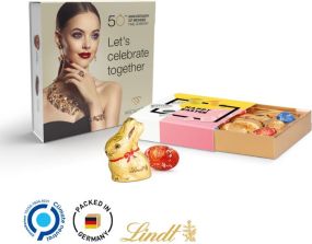 Lindt Präsent Ostern - Kartonage nach Wahl - inkl. Druck als Werbeartikel