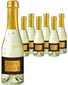 Hasengold - 6 x Goldflockentraum Piccolo 0,2 l - Flasche klar, Kapsel gold