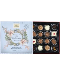 Weihnachtspräsent Trüffel und Pralinen-Auslese mit Einschieber, 200g ohne Alkohol