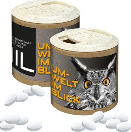 Papier-Werbedose mit Cool Ice, 80g als Werbeartikel