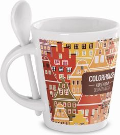 Tasse mit Löffel Sublimation als Werbeartikel