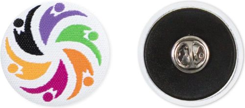 Textil-Button 25 mm mit Pin und Clutch - inkl. Werbedruck als Werbeartikel