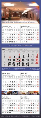 7 Monats-Wandkalender Combi 7, 4-spachig als Werbeartikel