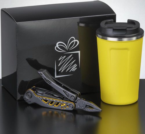 Reiseset II: Nordic Kaffeebecher und Optima Titanium Multitool als Werbeartikel