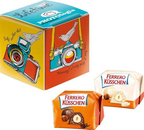 Mini Promo-Würfel mit Ferrero Küsschen als Werbeartikel