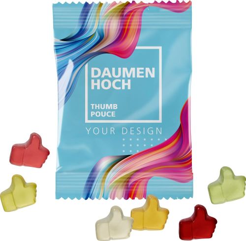 Fruchtgummi 10g Tüten - Daumen hoch als Werbeartikel