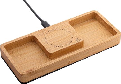 Desktop Organizer mit Wireless Charging Reeves-Bamboocharge als Werbeartikel