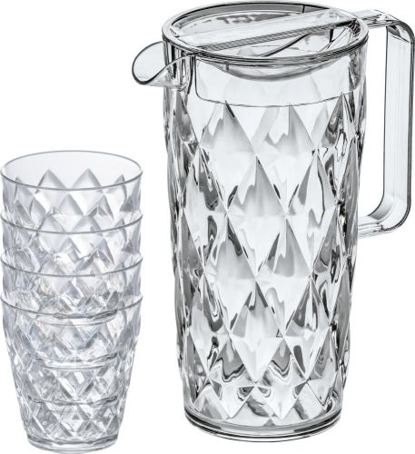 Kanne 1,6l mit 4 Bechern 250ml Crystal als Werbeartikel