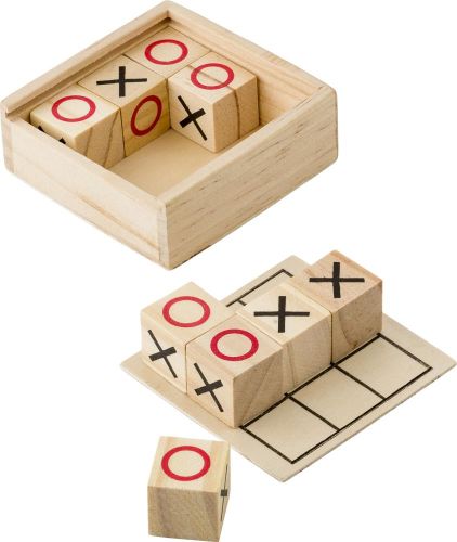 Hölzernes Tic Tac Toe-Spiel Alessio als Werbeartikel