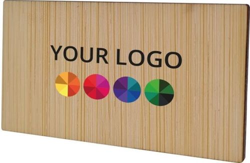 Badge Bamboo Rectangular 40 x 74 mm, Magnet, Print in full color als Werbeartikel