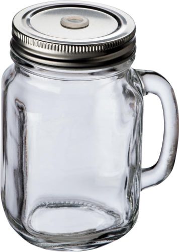 Glaskrug mit Metalldeckel, 450ml, 80442 als Werbeartikel