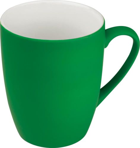 Tasse aus Porzellan, außen gummiert, 300ml, 80655 als Werbeartikel