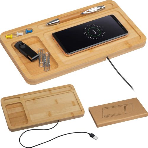 Deskorganizer mit integriertem Wireless Charger, 31499 als Werbeartikel