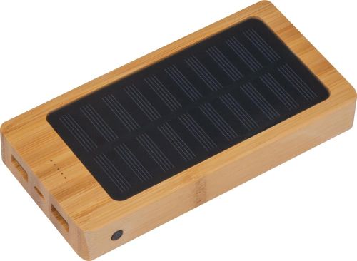 Solar Powerbank aus Bambus mit 8.000 mAh, 32563 als Werbeartikel