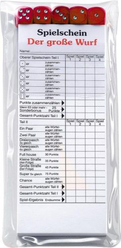 Würfelspiel Der große Wurf im Etui als Werbeartikel