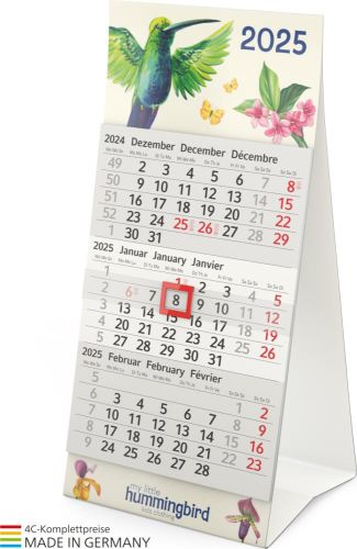 Tisch-Kalender Mini 3 green+blue als Werbeartikel