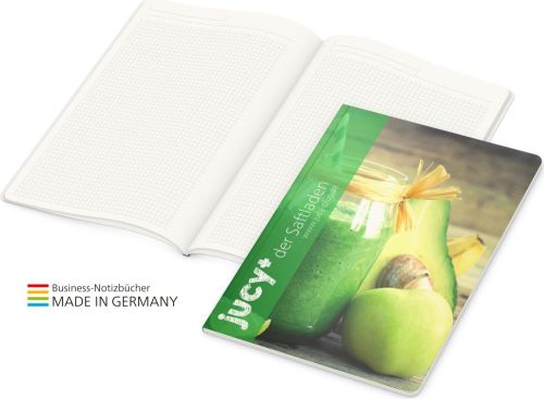 Notizbuch Copy-Book White green+blue - inkl. Werbedruck auf dem Einband als Werbeartikel