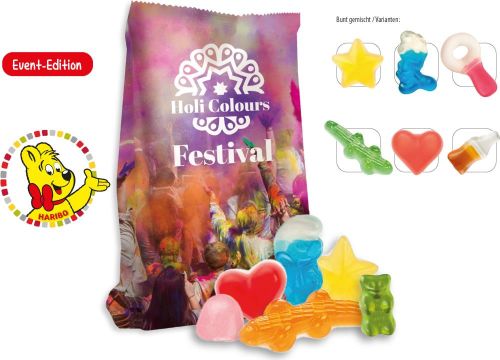 Bodenstandbeutel Haribo Happy Life, 150 g - individuelle Süßwarenmischung als Werbeartikel