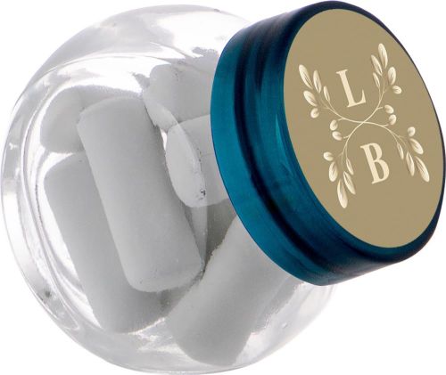 Micro Glaskrug 50 ml, mit Schulkreide Laktritz als Werbeartikel