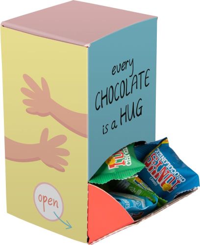 Displaybox mit Tiny Tony Chocolonely als Werbeartikel