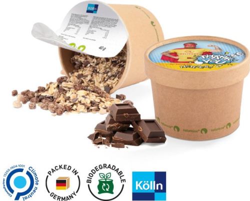 Müslibecher, Kölln Orginal Schoko Hafer-Müsli - inkl. Druck als Werbeartikel