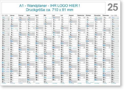 14-Monats-Poster-Wandkalender A1 mit Logo-Druck als Werbeartikel