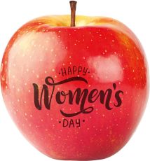 Apfel rot Happy Women`s Day als Werbeartikel