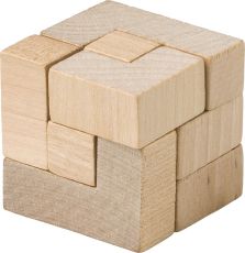 Würfelpuzzle aus Holz Amber als Werbeartikel