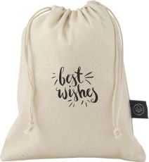 Gift Pouch Naturel GRS Recycled Cotton (150 g/m²) S als Werbeartikel