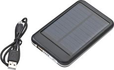 Solar Powerbank aus Metall mit 4.000 mAh Speicherkapazität, inkl. Ladekabel, 23559 als Werbeartikel