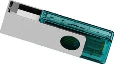 USB-Speicher mit drehbarem Schutzbügel Twista transparent Mc USB 2.0 als Werbeartikel