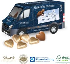 3D Präsent Transporter mit Lindt Herzen als Werbeartikel