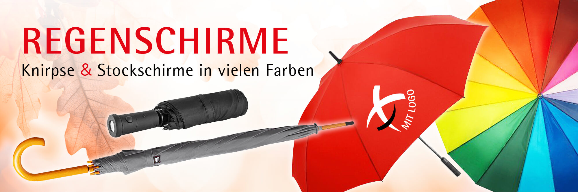 Regenschirme - Knirpse und Stockschirme in vielen Farben